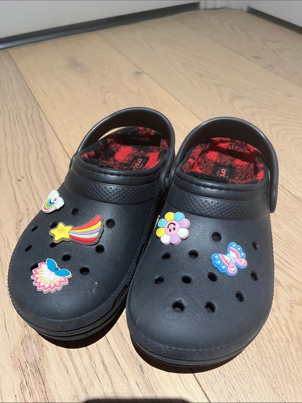 CROCS Kids Black Clog with Colorful Charm Accents